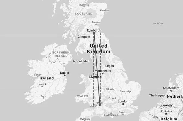 Which is Further West of Edinburgh Or Bristol? image 1